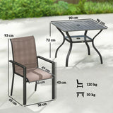 Steel 5 Pieces Garden Dining Set for 4 People With Stackable Chairs - Velmora