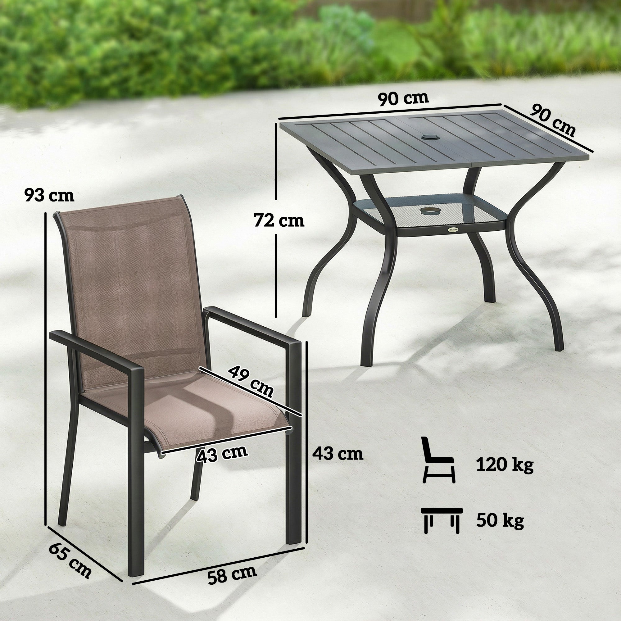 Steel 5 Pieces Garden Dining Set for 4 People With Stackable Chairs - Velmora