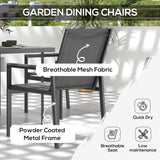 Steel 5 Pieces Garden Dining Set With Glass Top Table And Parasol Hole - Velmora