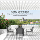 Steel 5 Pieces Garden Dining Set With Glass Top Table And Parasol Hole - Velmora