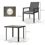 Steel 5 Pieces Garden Dining Set With Glass Top Table And Parasol Hole - Velmora