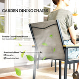 Steel 5 Pieces Garden Dining Set With Glass Top Table And Parasol Hole - Velmora