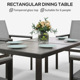 Steel 5 Pieces Garden Dining Set With Glass Top Table And Parasol Hole - Velmora