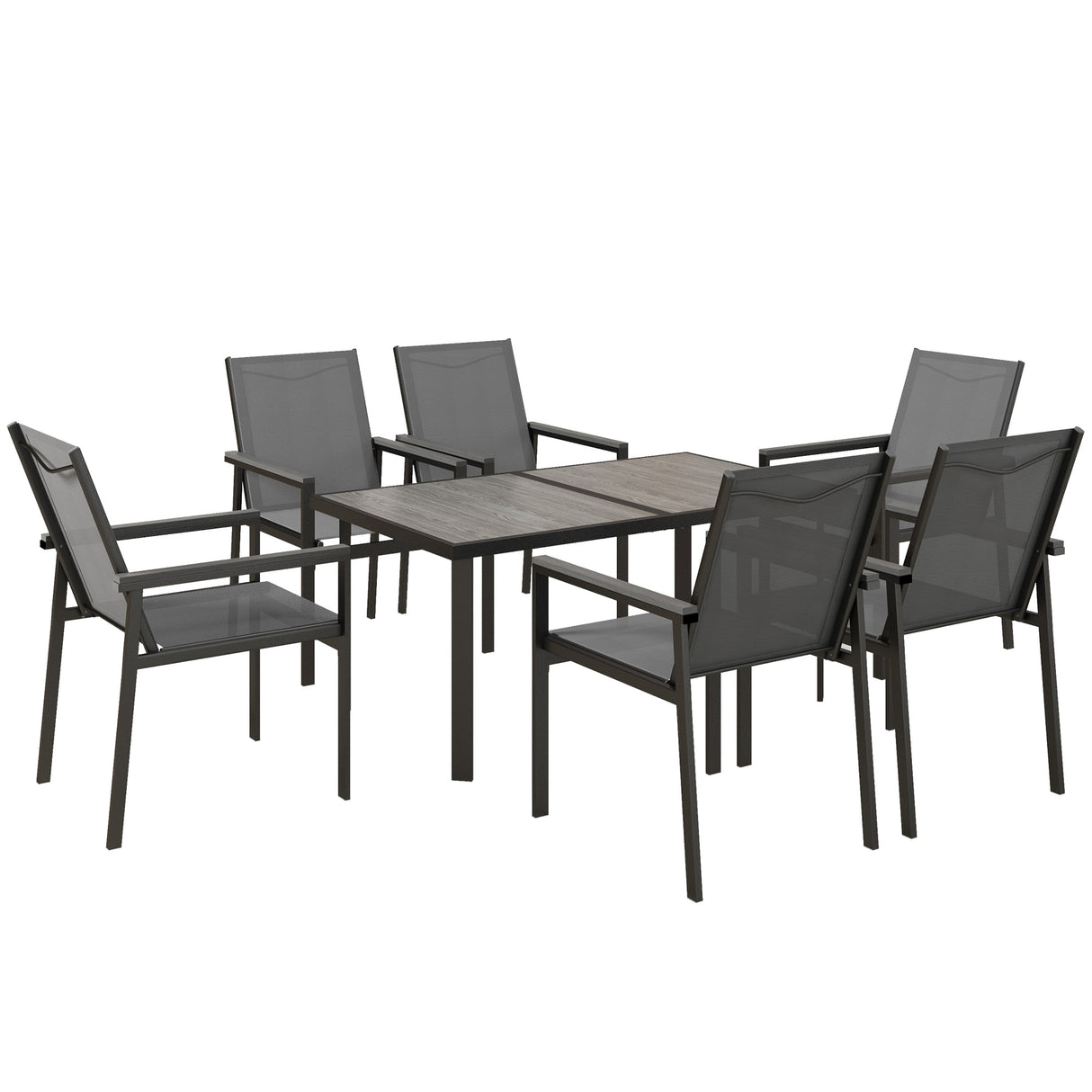 Steel 5 Pieces Garden Dining Set With Glass Top Table And Parasol Hole - Velmora