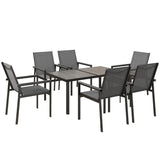 Steel 5 Pieces Garden Dining Set With Glass Top Table And Parasol Hole - Velmora