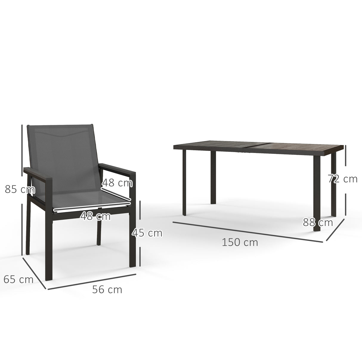 Steel 5 Pieces Garden Dining Set With Glass Top Table And Parasol Hole - Velmora