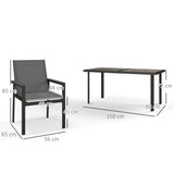 Steel 5 Pieces Garden Dining Set With Glass Top Table And Parasol Hole - Velmora