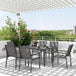 Steel 5 Pieces Garden Dining Set With Glass Top Table And Parasol Hole - Velmora