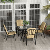 Steel 5 Pieces Garden Dining Set Square With 4 Cushioned Armchairs And Umbrella Hole - Velmora