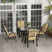 Steel 5 Pieces Garden Dining Set Square With 4 Cushioned Armchairs And Umbrella Hole - Velmora