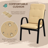 Steel 5 Pieces Garden Dining Set Square With 4 Cushioned Armchairs And Umbrella Hole - Velmora