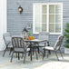 Steel 5 Pieces Garden Dining Set Square With 4 Cushioned Armchairs And Umbrella Hole - Velmora