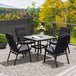 Steel 5 Pieces Garden Dining Set Square With 4 Cushioned Armchairs And Umbrella Hole - Velmora