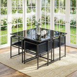 Steel 5 Pieces Garden Dining Set With Square Glass Top Table - Velmora