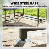 Steel 5 Pieces Garden Dining Set With Square Glass Top Table - Velmora