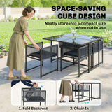 Steel 5 Pieces Garden Dining Set With Square Glass Top Table - Velmora