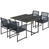 Steel 5 Pieces Garden Dining Set With Square Glass Top Table - Velmora