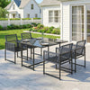 Steel 5 Pieces Garden Dining Set With Square Glass Top Table - Velmora