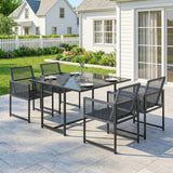 Steel 5 Pieces Garden Dining Set With Square Glass Top Table - Velmora