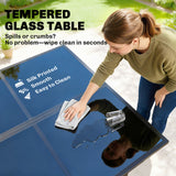 Steel 5 Pieces Garden Dining Set With Square Glass Top Table - Velmora