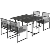Steel 5 Pieces Garden Dining Set With Square Glass Top Table - Velmora