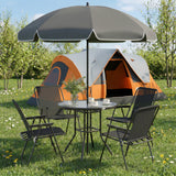 Steel 5 Pieces Patio Garden Dining Set With Glass Top Table - Velmora