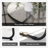 Steel 5 Pieces Patio Garden Dining Set With Glass Top Table And Parasol - Velmora