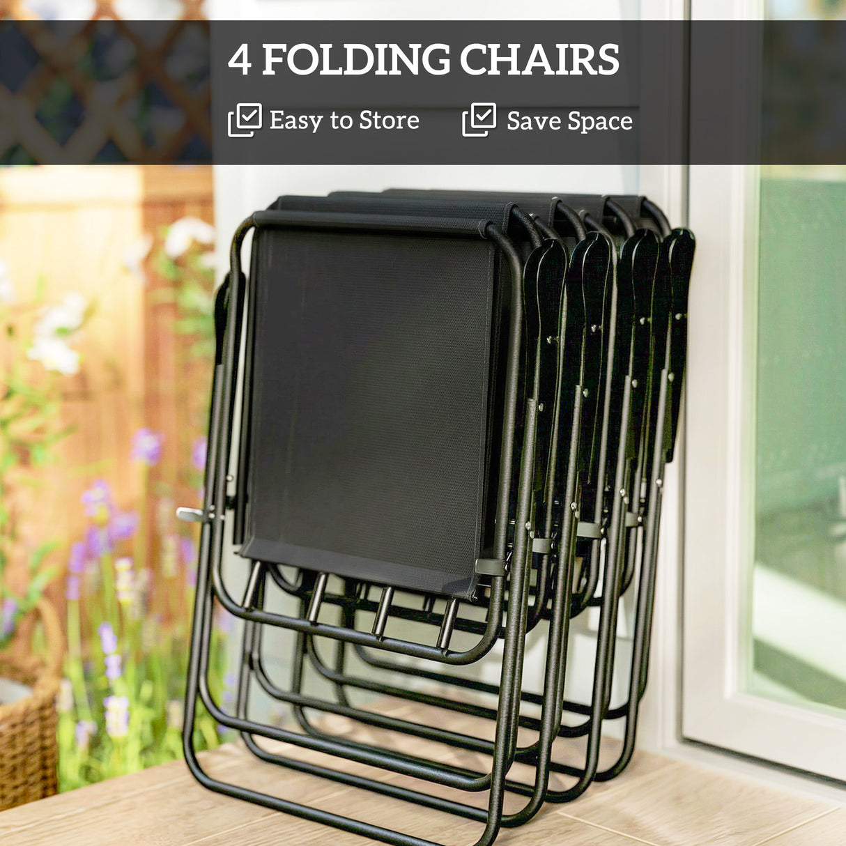 Steel 5 Pieces Patio Garden Dining Set With Glass Top Table - Velmora