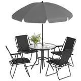 Steel 5 Pieces Patio Garden Dining Set With Glass Top Table - Velmora