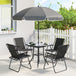 Steel 5 Pieces Patio Garden Dining Set With Glass Top Table - Velmora