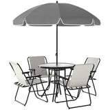 Steel 5 Pieces Patio Garden Dining Set With Glass Top Table And Parasol - Velmora