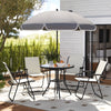 Steel 5 Pieces Patio Garden Dining Set With Glass Top Table And Parasol - Velmora