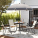 Steel 5 Pieces Patio Garden Dining Set With Glass Top Table And Parasol - Velmora