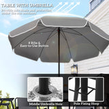 Steel 5 Pieces Patio Garden Dining Set With Glass Top Table And Parasol - Velmora