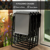 Steel 5 Pieces Patio Garden Dining Set With Glass Top Table - Velmora