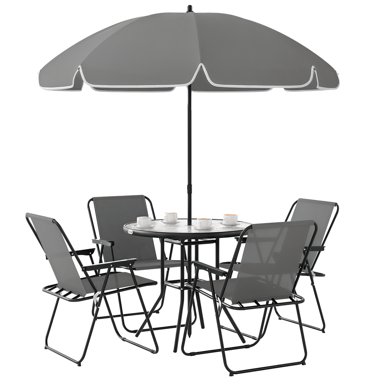Steel 5 Pieces Patio Garden Dining Set With Glass Top Table - Velmora