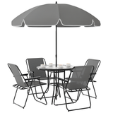 Steel 5 Pieces Patio Garden Dining Set With Glass Top Table - Velmora