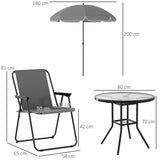 Steel 5 Pieces Patio Garden Dining Set With Glass Top Table - Velmora