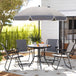 Steel 5 Pieces Patio Garden Dining Set With Glass Top Table And Parasol - Velmora
