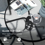 Steel 5 Pieces Patio Garden Dining Set With Glass Top Table - Velmora