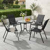 Steel 5 Pieces Patio Garden Dining Set With Glass Top Table - Velmora