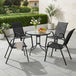 Steel 5 Pieces Patio Garden Dining Set With Glass Top Table - Velmora