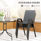 Steel 5 Pieces Patio Garden Dining Set With Glass Top Table - Velmora