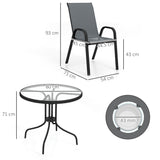 Steel 5 Pieces Patio Garden Dining Set With Glass Top Table - Velmora