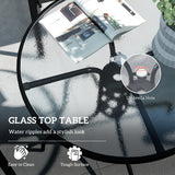 Steel 5 Pieces Patio Garden Dining Set With Glass Top Table - Velmora