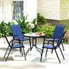 Steel 5 Pieces Patio Garden Dining Set With Glass Top Table - Velmora