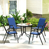 Steel 5 Pieces Patio Garden Dining Set With Glass Top Table - Velmora