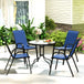 Steel 5 Pieces Patio Garden Dining Set With Glass Top Table - Velmora