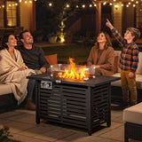 Steel 50,000 BTU Propane Gas Garden Fire Pit Table With 43" Steel Table top and Lid - Velmora