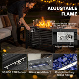 Steel 50,000 BTU Propane Gas Garden Fire Pit Table With 43" Steel Table top and Lid - Velmora